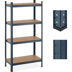 Yaheetech Rek voor zware lasten, hoekstelling, 5 planken, kelderrekken, opbergruimte, rek voor garage, reksysteem, flexibel verstelbaar, zilver, 75 x 30 x 153 cm