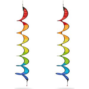 Relaxdays windspinner regenboog - set van 2 - windspiraal - hangend windspel tuin - balkon