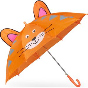 Relaxdays kinderparaplu tijger - Ø 78 cm - paraplu meisjes - polyester - peuterparaplu