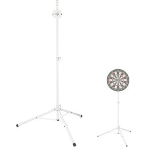 Relaxdays dartstandaard voor dartborden, verstelbaar, 147-210 cm, voor darts & speakers, inklapbaar dartstatief, wit