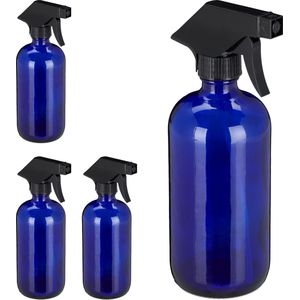Relaxdays spuitflesjes hervulbaar - plantenspuit glas - 4 stuks - 500 ml - sprayflacon