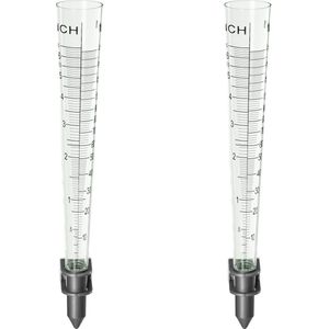 1x Regenmeter/neerslagmeter glas met verzinkte grondpen 69 cm