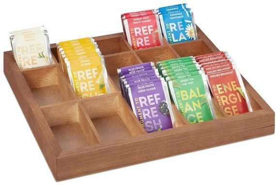 Relaxdays sorteerbak - hout - 15 vakjes - theedoos zonder deksel - sorteerdoos naaigerei