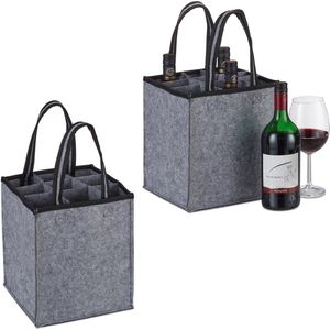 FORYNXHWIN Flessentas, flessentas voor 6 x 1,5 liter flessen, scheurvaste flessenmand met scheidingswanden, zwarte dranktas voor bierflessen, wijnflessen, waterflessen, 28 x 26 x 17 cm, zwart, mode