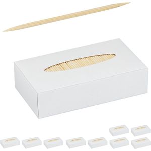Relaxdays 10000x tandenstokers hout - set - dun - houten tandenstokers - cocktailprikkers