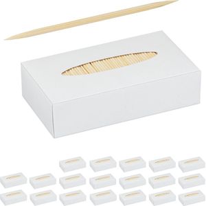 Relaxdays 20000x tandenstokers hout - set - dun - houten tandenstokers - cocktailprikkers