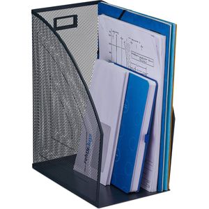 Relaxdays - Stehsammler, din A4, Mesh Design, HxBxT: 32 x 16 x 24,5 cm, Büro & Home-Office, Stehordner, Metall, anthrazit