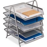 Relaxdays Brievenbak Metaal - Zilver - 5 Laags - Sorteerbak A4 - Bureau Organizer Brieven