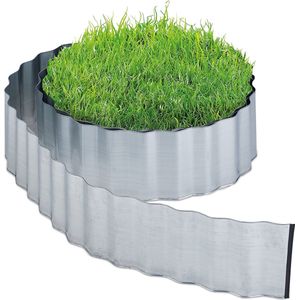 Relaxdays borderrand - ijzer - gras kantopsluiting - 8 meter - randbegrenzing - zilver