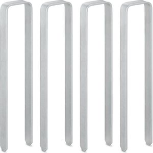 Relaxdays grondpennen - set van 4 - 30 x 6 x 2,5 cm - verzinkt staal - u-vormig - rozenboog