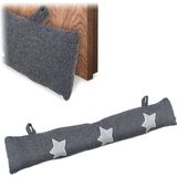 Tochtstopper - Grijs/Wit - Polyester - Sterrenpatroon