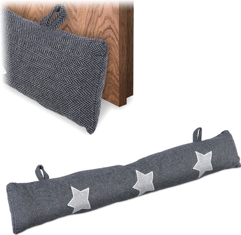 Tochtstopper - Grijs/Wit - Polyester - Sterrenpatroon