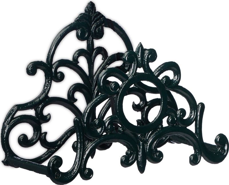 Relaxdays - Schlauchhalter, antiker Gartenschlauch Wandhalter, Vintage Look, hbt: 24,5x31,5x15,5 cm, Gusseisen, dunkelgrün