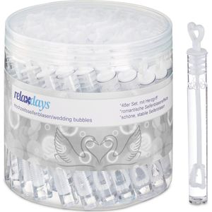 Relaxdays Bellenblaas Bruiloft - set van 48 - Mini Bellenblaas - Uitdeelcadeau Gasten