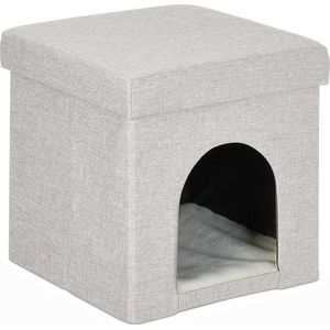 Relaxdays Katzenhöhle, Rückzugsort für Katzen und kleine Hunde, Indoor Tierversteck, H x B x T: 38,5 x 37 x 37 cm, beige