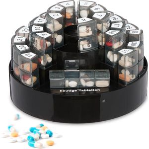 Relaxdays pillendoos maand - medicijndoos groot - 31 dagen - medicijncassette - carrousel