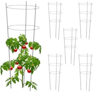 Relaxdays plantensteun 76 cm - set van 6 - tomatensteun - klimplantensteun tuin - rond