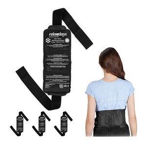 Relaxdays cold pack - set van 4 - klittenband - herbruikbaar - warmteband rug - schouder - gel - zwart