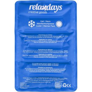 Relaxdays cool pack - 25 x 36 cm - gel kompres - huisapotheek of eerste hulp - herbruikbaar - blauw