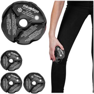 Relaxdays gel pack knie - set van 4 - met uitsparing voor knieschijf - warmte- en koudekompressen