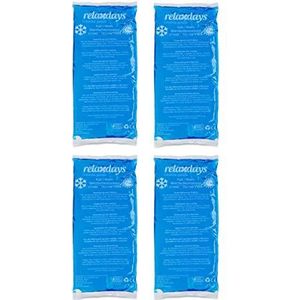 Relaxdays gel pack set van 4, kompressen, 12 x 29 cm, herbruikbare koelpads, eerste hulp of huisapotheek, blauw