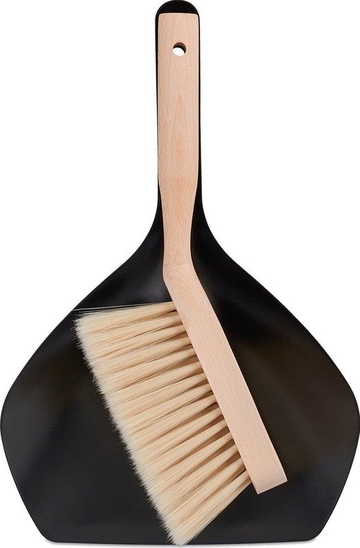 Stoffer en Blik - Zwart - IJzer, Beukenhout, Polyester - Hoge Rand