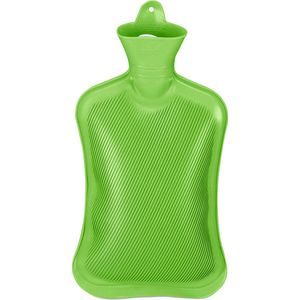 Relaxdays warm water kruik - 2 liter - zonder hoes - rubber - bedkruiik - schroefdop - groen