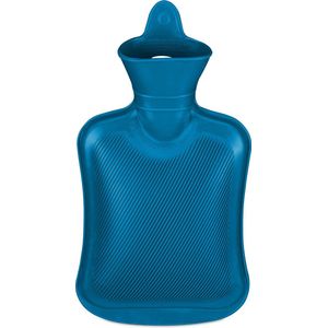 Relaxdays - Warmwaterkruik - Blauw - 1 Liter - Rubber - Veilig voor Kinderen en Volwassenen