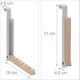 Relaxdays inklapbare deurhaak - deurkapstok - 6 inkepingen - deur organizer - grijs