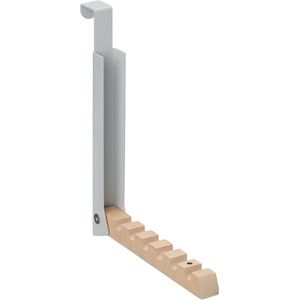 Relaxdays inklapbare deurhaak - deurkapstok - 6 inkepingen - deur organizer - grijs