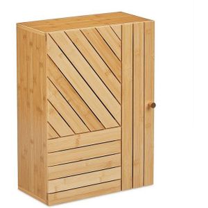 Relaxdays hangkast badkamer - bamboe - verstelbare legplank - 2 vakken - 55 x 40 x 20 cm