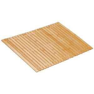 Relaxdays badmat bamboe - 60x40 - douchemat - oprolbaar - antislip badkamermat - saunamat