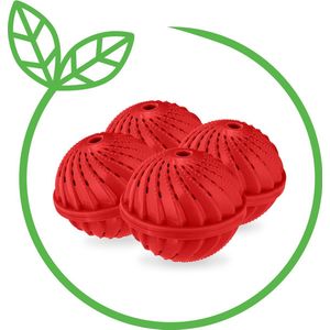 Relaxdays wasbol set van 4 - voor wasmachines - eco - tot 90°C - huidvriendelijk - rood