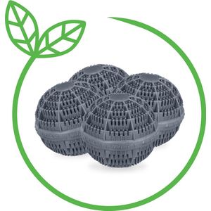 Relaxdays wasbol set van 4 - voor wasmachine - eco - tot 90°C - kunststof - grijs