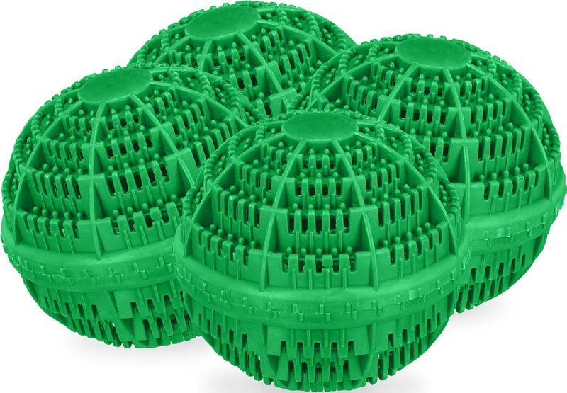Relaxdays wasbal - set van 4 - voor wasmachine - eco - tot 90°C - kunststof - groen