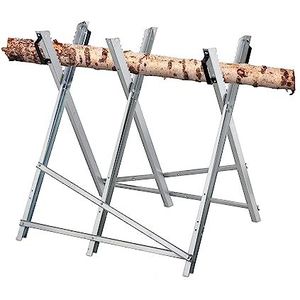 Relaxdays zaagbok, inklapbaar, brandhout, boomstam, houtzaagbok voor kettingzagen, 80 x 80 x 85 cm, staal, zilver