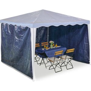 Relaxdays zijwanden partytent - 2x3 m - set van 3 - tuintent zeilen - waterdicht - blauw