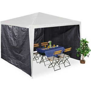 Relaxdays zijwanden partytent, set van 3, zijkanten feesttent, waterdicht, 2x3 m, klittenbansluiting, PE, grijs