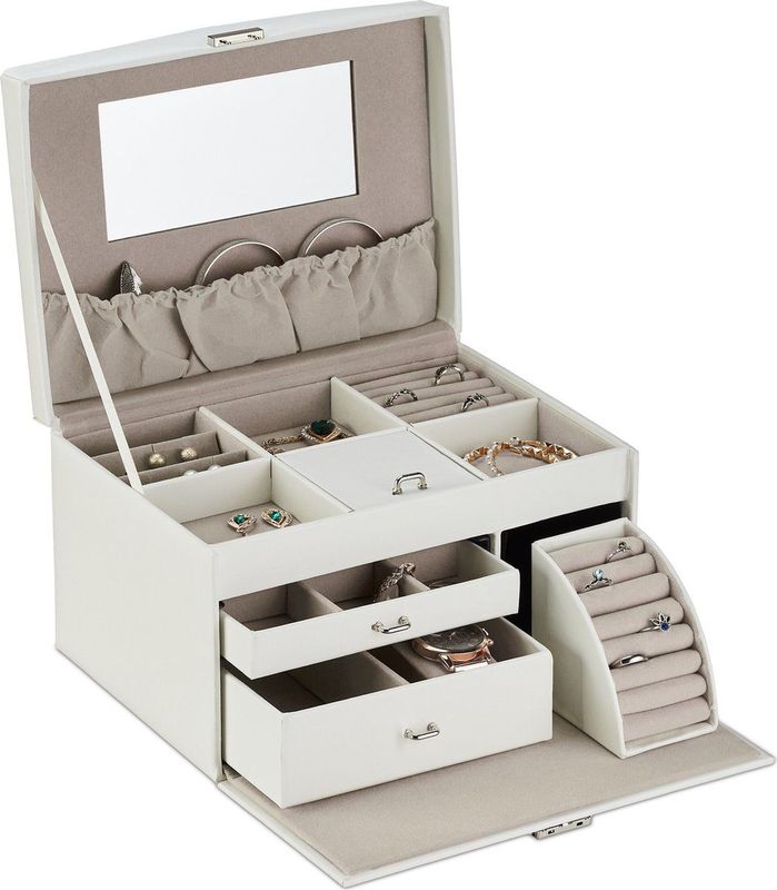 Sieradendoos - Wit - Kunststof - Met Spiegel en Lades