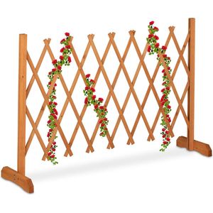Relaxdays plantenklimrek - uitschuifbaar tot 180 cm - staand - trellis - hout - voor tuin - oranje