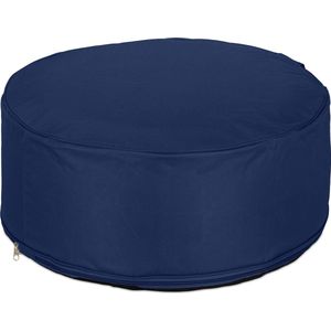 Relaxdays opblaasbare poef - rond - outdoor poef - 26 x 56 cm - camping - blauw