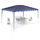 Relaxdays partytent, HBD: 2,5 x 3 x 4 m, PE en staal, waterdicht, steeksysteem, stevige feesttent, donkerblauw/wit