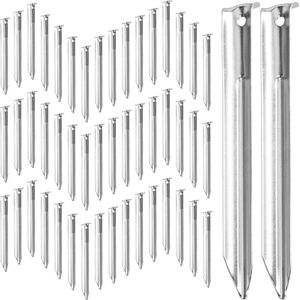Relaxdays tentharingen - set van 50 - spitse punt - 18x2x1,5 cm - voor tenten en tarps - zilver