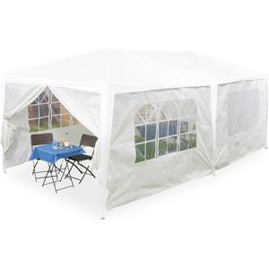 Relaxdays zijwanden partytent 2x3 m - set van 6 - partytent zijkanten - losse zeilen - wit