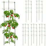 Relaxdays plantensteun set van 6, tomatensteun, rankhulp voor klimplanten, 90 cm hoog, 4 verstelbare ringen, groen