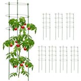 Relaxdays plantensteun set van 8, tomatensteun, rankhulp voor klimplanten, 90 cm hoog, kunststof en metaal, groen
