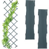 Relaxdays klimrek voor planten -set van 3 - plantensteun - uitschuifbaar - trellis - grijs