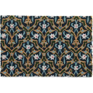 Relaxdays deurmat kokos, sterren patroon, 60 x 40 cm, antislip schoonloopmat, mat binnen & buiten, grijs