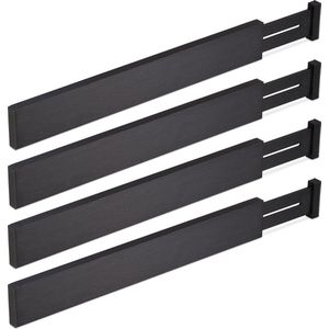 Relaxdays ladeverdelers - set van 4 - verstelbaar 46 tot 56 cm - bamboe - lade organizer