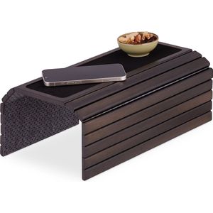 Relaxdays armleuning dienblad, bamboe, tafeltje voor bankleuning, BxD: 42 x 34 cm, zetel-tafeltje, plankje, bruin